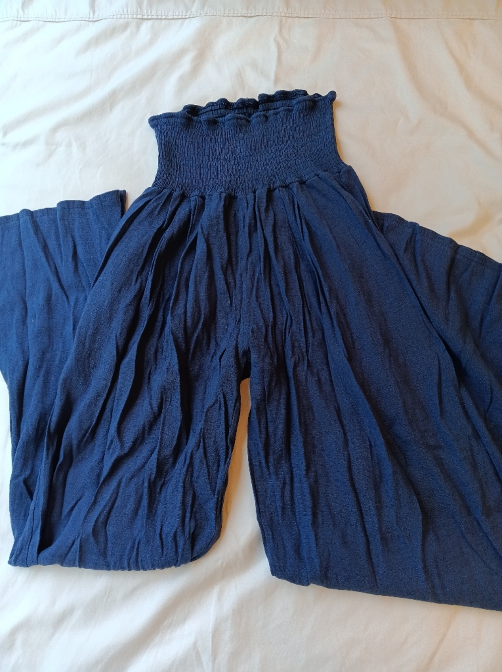 💙 wide leg pants cotton blend flowy elastic waist lounge boho